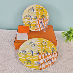 Creative Round Dinner <b>Plate</b> Home Banquet Multi-function <b>Decoration</b> Dim Sum Salad <b>Plate</b> Bone China Double <b>Plate</b> 10 Inch 8 Inch - Product Image 5