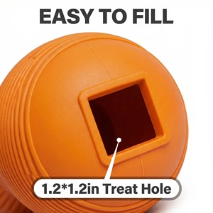 Jouet à mâcher pour chien en caoutchouc orange personnalisé avec surface texturée et distributeur de friandises pour un jeu interactif - Product Image 4