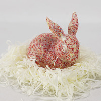 Objets décoratifs pour la maison roses de conception de lapin de Pâques en céramique d'art moderne
