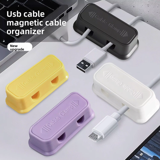 Magnetic Cable Organizer BandDesktop Phone Data Cable Holder Magnetic Cable Clips Cord Organizer Adhesive Wire Holder for Desk