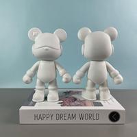 Figurine artisanale en acrylique peinte à la main, Ours triste et agressif, Décoration créative pour la maison, Jouets DIY pour enfants, Figurine de collection en gros