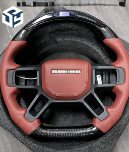 Volant en cuir perforé en fibre de carbone LED pour Land Rover Sport Range <span class=keywords><strong>SVR</strong></span> L494 L405 <span class=keywords><strong>Evoque</strong></span> Volant en fibre de carbone - Product Image 1