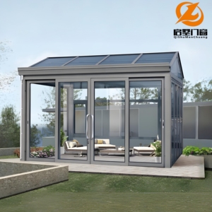 Maison <span class=keywords><strong>en</strong></span> verre à cadre étroit moderne <span class=keywords><strong>en</strong></span> aluminium avec verre feuilleté trempé et toit à faible émissivité pour une vie extérieure éco-responsable - Product Image 1