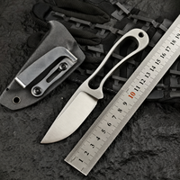 Mini couteau à lame fixe en acier 8cr13mov, squeletté, à manche plein, pour survie, chasse, camping, EDC, avec étui Kydex