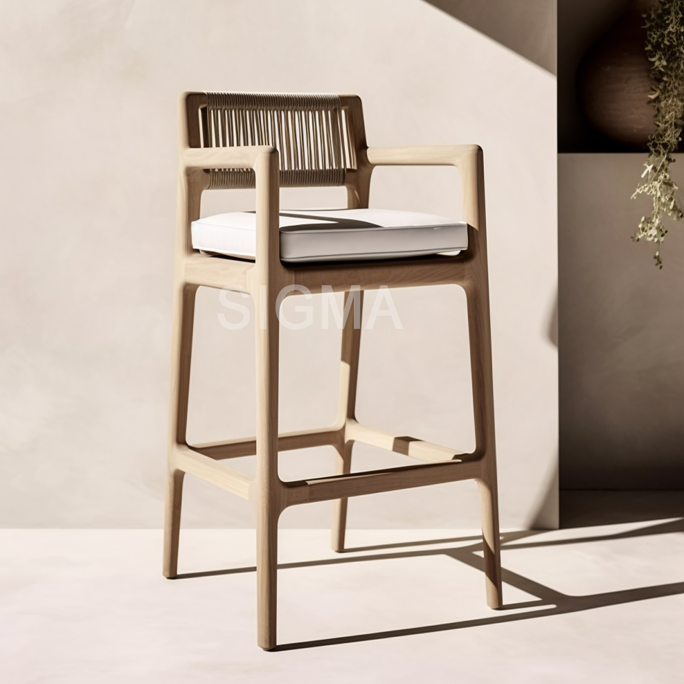 Home Party Garden Rope Outdoor Furniture Outdoor Solid Teak Wood Chair