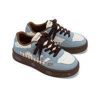Baskets plateforme à lacets pour femmes, imprimé dessin animé beige, respirantes, chaussures de skate, usine de Wenzhou, faible MOQ