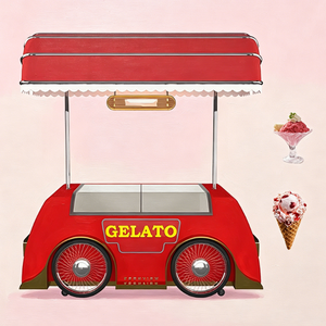 Carrito de Helados Comercial Azul, Carrito de Helados Móvil con Congelador, Carrito de Helados de Madera - Product Image 4