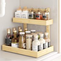 Unterschrank-Organizer 2-stufiger Ausziehschrank-Organizer Vertikale Schiebe-Bambus-Aufbewahrungsregale für Mehrzweck-Küche und Bad