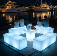Table et bancs lumineux LED 16 couleurs pour extérieur, prix usine, résistants à l'eau, pour hôtel, piscine, fête, événement