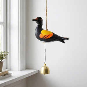 Carillon éolien en bois en forme d'oiseau marin, cloche de mouette noire de forme irrégulière, décoration murale pour entrée - Product Image 2