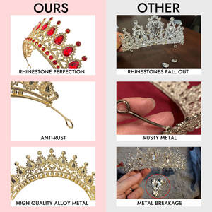 YACHEN 럭셔리 합금 라인 석 파티 티아라와 크라운 여성용 웨딩 생일 파티 크라운 헤어 액세서리 - Product Image 3