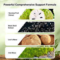 Cápsulas de Guanábana 24 en 1, Mezcla de Musgo Marino, Melena de León, Shilajit, Suplemento Dietético Natural a Base de Plantas para Adultos, 60 Cápsulas