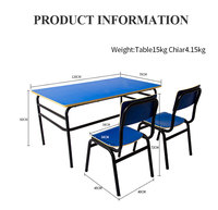 Ensemble table et chaises rectangulaires modernes en métal, gain de place, pour programmes post-scolaires, usage hospitalier, mobilier étudiant