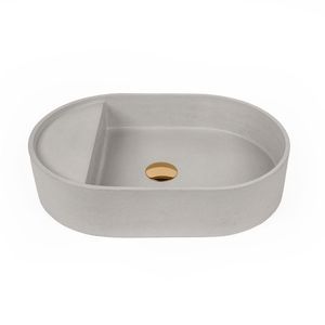 Lavabo Moderno Ovalado de Hormigón para Encimera con Borde Integrado, Lavabo de Cemento Personalizado de Fábrica - Product Image 4