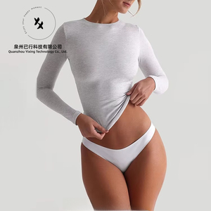 Nouveau T-shirt Crop Top à Manches Longues Dry Fit en Jersey, Polyester et <span class=keywords><strong>Spandex</strong></span>, Double Couche, Col Rond, pour Femme - Product Image 5