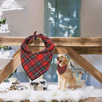 Bandana pour chien en coton tartan rouge de Noël ANIMINGLE - Écologique, classique, réutilisable et lavable, toutes saisons, pour chiens