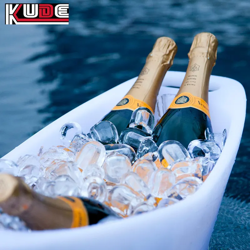 PE פלסטיק עמיד למים בצורת זהב מטילי זוהר יין מגש 16-צבע נטענת נייד קרח דלי קריר למסיבה בר
