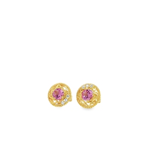 ต่างหูทอง18K สไตล์วินเทจสลับกันการตั้งค่าอัญมณีเพชรสำเนียงสีชมพูเครื่องประดับที่ดีสำหรับเป็นของขวัญของผู้หญิง - Product Image 2