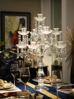 Bougeoir en cristal de style européen, décoration nordique pour la maison, dîner romantique à la lumière des bougies, lampe de table