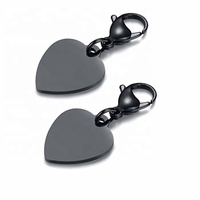 Pendentif Cœur Minimaliste Délicat en Acier Inoxydable 304 Poli Miroir Or/Noir, Vente en Gros, Unisexe, avec Fermoir Mousqueton
