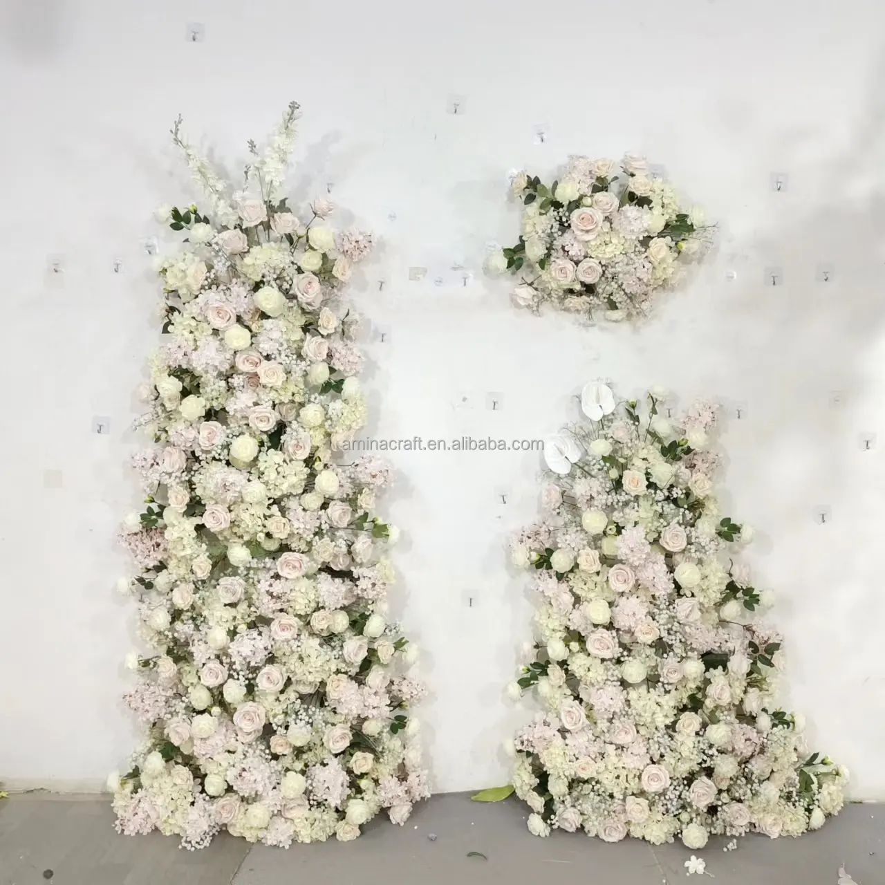 אמינה קרפט מותאם אישית צבעוני תליית גפן חתונה מלאכותי משי פרח קיר תפאורת לוח