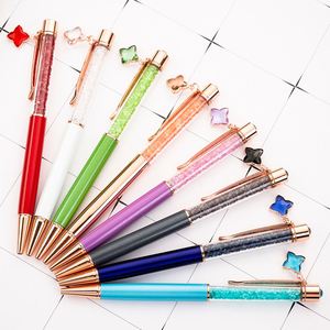 Bulk Cheapest Manufacturers Crystal Metal Ballpoint <b>Pen</b> With Four-Leaf Clover Pendant Custom Logo for Gift - Product Image 5