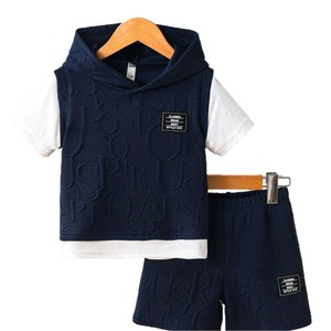 Conjunto Exclusivo para Niños, Verano 2026, Oferta, Novedades, Informal, Moderno, 2 Piezas, Sudadera con Capucha Simulada y Mangas Cortas - Product Image 5
