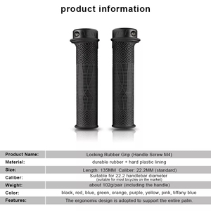 RIDERACE 1 paire poignées de vélo <span class=keywords><strong>vtt</strong></span> guidon en alliage d'aluminium + poignées en Gel de silice vélo anneau de verrouillage poignée Durable portable 22.2mm partie - Product Image 2