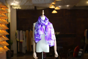 Écharpe haut de gamme en lin et soie, 70x180cm, tissage jacquard, chaude pour l'hiver, avec impression sérigraphique pour femmes - Product Image 6