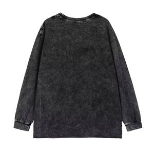 Washed Loose Hem Oversized <b>Tshirt</b> Unisex 100% Cotton <b>Long</b> <b>Sleeve</b> Print <b>Tshirt</b> for <b>Men</b> - Product Image 2