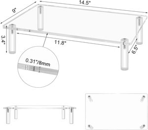 Rõ ràng <span class=keywords><strong>Acrylic</strong></span> mạnh mẽ và tiết kiệm không gian máy tính máy tính xách tay màn hình Riser đứng cho nhà văn phòng bàn phổ đứng với Non-Slip Pad - Product Image 1