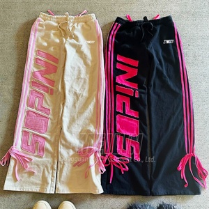 Custom Distressed Two Piece Set Tracksuit <b>Cropped</b> Top <b>Zip</b> <b>up</b> Hoodie and Sweatpants Patch Embroidery Women Sweatsuit Manufacturer - Product Image 4