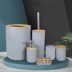 No plastic bamboo fiber soap dispenser washroom bathroom accessories set sanitary accessories hotel home application