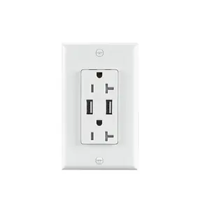 Tipo A Carregador USB Tomada de parede 125V 20A Duplex Receptáculo com duas portas USB 4.2A Saída