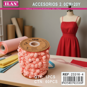 Passamaneria Ilan Pom Pom Larga 2.0 Cm, 20 Iarde per Decorazioni di Gonne e Artigianato - Product Image 3