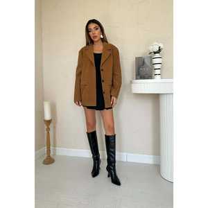 <b>Women's</b> <b>Camel</b> Suede <b>Blazer</b> Jacket Wholesale Product - Product Image 5