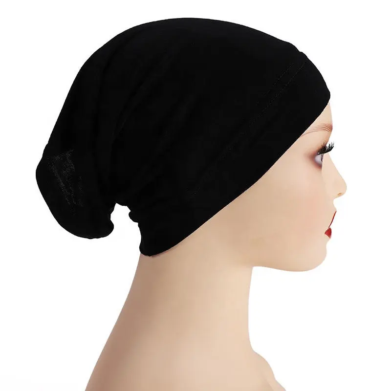 High quality Muslim women Arabian scarf beanie high elastic solid color soft Inner Hijab Cap