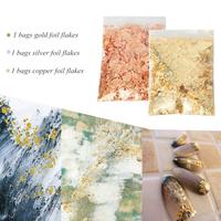3 paquets de paillettes dorées pour dorure à la feuille d'or, paillettes métalliques dorées pour nail art, peintures, loisirs créatifs, arts en résine