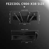 Refroidisseur de processeur FEZCOOL C904-X38 à roulement fluide, contrôle intelligent de la température, 4 caloducs, compatible avec les PC tout-en-un ITX