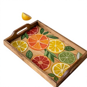 Bandeja de Servir Decorativa Moderna de MDF con Diseño Meena, Bandeja Decorativa Rectangular para Exhibición de Alimentos y Bebidas - Product Image 6