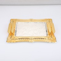 Plateau en fer et dentelle arabe bicolore de Dubaï Plateau de service en métal Rectangle Ensemble de table écologique