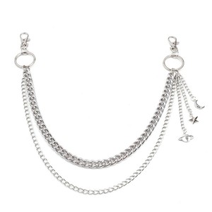 โซ่คาดเอวทรงเรขาคณิตสองชั้นแบบวงกลมสำหรับกางเกง พร้อมจี้รูปดาวและพระจันทร์ สไตล์พังก์ แฟชั่นลำลอง โซ่ประดับร่างกาย - Product Image 5