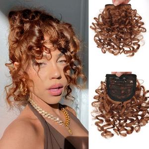 High Puff Afro Kinky Curly Sintético Cordón Cola de caballo con <span class=keywords><strong>flequillo</strong></span> Extensiones de cabello Short Pony Tail Hair Bun Clip para mujeres - Product Image 1