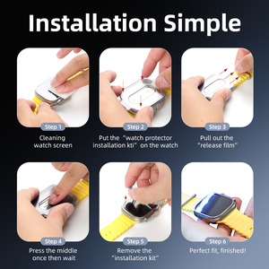 Protection d'écran <span class=keywords><strong>en</strong></span> <span class=keywords><strong>verre</strong></span> trempé 9H pour Apple Watch Ultra avec applicateur facile à installer - Product Image 2