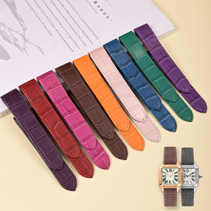 Bracelets de <span class=keywords><strong>montre</strong></span> en cuir véritable 20 mm 23 mm pour <span class=keywords><strong>Cartier</strong></span> Santos 100 avec inserts en plastique et grain d'alligator pour femme - Product Image 6
