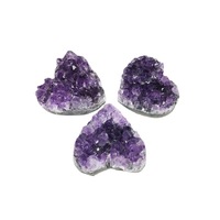 Spécimen de grappe d'améthyste en forme de cœur, cristal naturel, décoration en forme de cœur, pierres pour cadeau et guérison des chakras