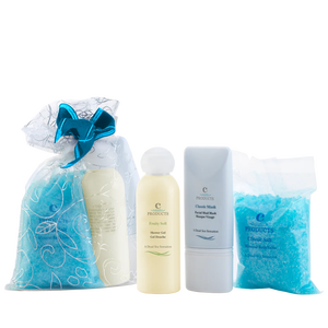 Ensemble de spa de voyage dans un sac en organza, sel de bain de la mer Morte, gel douche fruité doux, masque de boue classique, mini essentiels de soin de la peau, éclat - Product Image 1