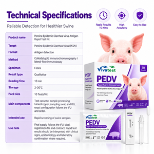 Kit per Test Rapido dell'Antigene del Virus della <span class=keywords><strong>Diarrea</strong></span> Epidemica Suina (PEDV) per Screening in Allevamenti Suini, Certificato CE, Durata di Conservazione 2 Anni - Product Image 2