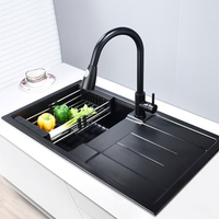 Holmine Évier de cuisine en sable Modèle Quartz Granit Nouvel évier de cuisine moderne en acier inoxydable Évier de cuisine noir spécial brossé