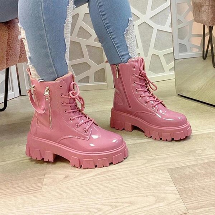 Botas Dama Estilo Militar Charol Blanco | Cuotas sin interés